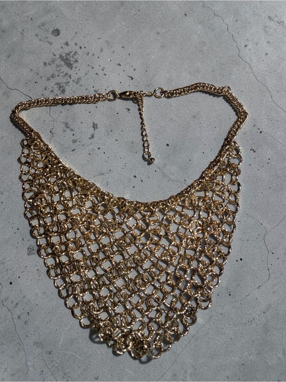 Gold Statement Mesh Bib Necklace - Unbranded